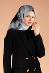 Vissona Twill İpek Eşarp - 61015 - 0028-0001 Gri Siyah