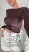Acıkahve Kayık Yaka Ultrasoft Kaşmir Bluz