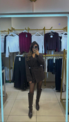 Acıkahve Mavi Çizgili Oversize Ceket