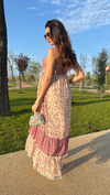 BAHAR ÇİÇEKLİ PINTEREST ELBİSE - PEMBE