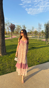 BAHAR ÇİÇEKLİ PINTEREST ELBİSE - PEMBE