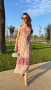 BAHAR ÇİÇEKLİ PINTEREST ELBİSE - PEMBE