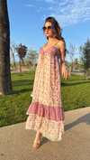 BAHAR ÇİÇEKLİ PINTEREST ELBİSE - PEMBE