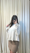 Bej Renk Parıltılı Peplum Triko