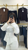Belden Oturtmalı Beyaz Renk Premium Poplin Gömlek