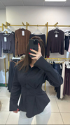 Belden Oturtmalı Siyah Renk Premium Poplin Gömlek