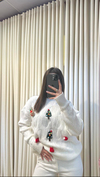 Beyaz Renk Christmas Kazak.