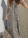 BOYUNDAN BAĞLAMALI LEOPAR ELBİSE