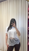 DANTEL DETAYI TSHIRT - BEYAZ