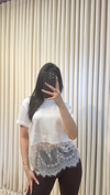 DANTEL DETAYI TSHIRT - BEYAZ