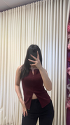 DİLVİN ÇİFT FERMUARLI TOP - BORDO