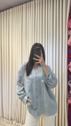 DOKULU PREMIUM TENSEL GRİ MAVİ GÖMLEK