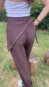 MARKA MUADİLİ FULARLI TENSEL PANTOLON - ACIKAHVE