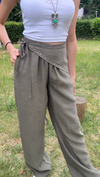 MARKA MUADİLİ FULARLI TENSEL PANTOLON - HAKİ