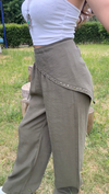 MARKA MUADİLİ FULARLI TENSEL PANTOLON - HAKİ