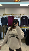 Premium kalite ekru polo yaka sweat