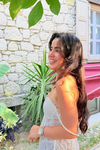Ekru İnci Detaylı Dantel Korse
