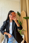 Fitilli Basic Bluz - Beyaz