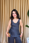 Lacivert Saten Takım