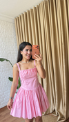 Luna Poplin Korseli Mini Elbise Pembe