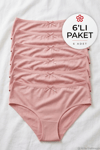 Bambu Bato Kadın Yüksek Bel Külot Pudra 6'lı Paket