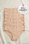 Bambu Bato Kadın Yüksek Bel Külot Ten 6'lı Paket