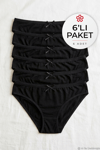 Bambu Bikini Kadın Külot Siyah 6'lı Paket