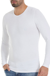 Bambu Bisiklet Yaka Uzun Kol T-Shirt Beyaz