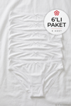 Bambu Dantelli Bikini Kadın Külot Beyaz 6'lı Paket