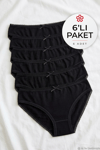 Bambu Dantelli Bikini Kadın Külot Siyah 6'lı Paket
