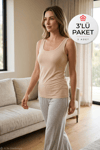 Bambu Geniş Askılı Kadın Atlet Ten 3'lü Paket
