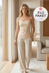Bambu İp Askılı Kadın Atlet Ten 3'lü Paket