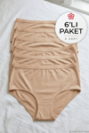 Bambu Kemerli Bato Kadın Yüksek Bel Külot Ten 6'lı Paket