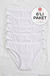 Bambu Kemerli Bikini Kadın Külot Beyaz 6'lı Paket
