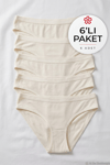 Bambu Kemerli Bikini Kadın Külot Ekru 6'lı Paket