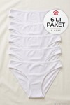 Bambu Süper İz Yapmaz Bikini Kadın Külot Beyaz 6'lı Paket