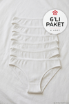Çizgili Bambu Bikini Kadın Külot Beyaz 6'lı Paket