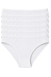 Çizgili Bambu Bikini Kadın Külot Beyaz 6'lı Paket