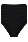 Çizgili Bambu Bikini Kadın Külot Siyah 6'lı Paket