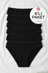 Çizgili Bambu Bikini Kadın Külot Siyah 6'lı Paket