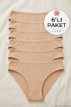 Çizgili Bambu Bikini Kadın Külot Ten 6'lı Paket