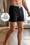 Havlu Bel Erkek Boxer Siyah Melanj %100 Pamuk 3'lü Paket