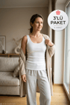 Kaşkorse Geniş Askılı Kadın Atlet Beyaz %100 Pamuk 3'lü Paket