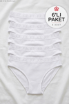 Likralı Beli Dantelli Kadın Bikini Külot Beyaz 6'lı Paket