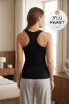 Likralı Çapraz Kadın Spor Atlet Siyah 3'lü Paket