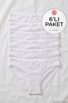 Likralı Dantelli Bikini Kadın Külot Beyaz 6'lı Paket