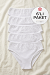 Likralı Dantelli Bikini Kadın Külot Beyaz 6'lı Paket