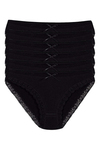 Likralı Dantelli Bikini Kadın Külot Siyah 6'lı Paket