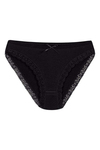 Likralı Dantelli Bikini Kadın Külot Siyah 6'lı Paket