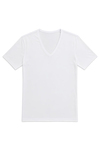 Likralı Derin V Yaka Erkek T-Shirt Beyaz